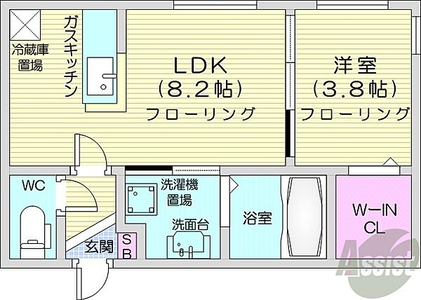 フォレスタ麻生 ｜北海道札幌市北区北四十条西5丁目(賃貸マンション1LDK・1階・29.48㎡)の写真 その2