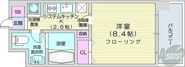 北海道札幌市中央区北三条東3丁目(賃貸マンション1K・9階・27.71㎡)の写真 その2