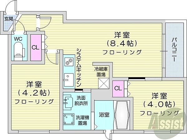 北海道札幌市中央区北二条西13丁目(賃貸マンション2LDK・11階・36.25㎡)の写真 その2