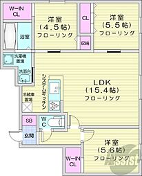 GLASSMAREHACHIKEN 3階3LDKの間取り