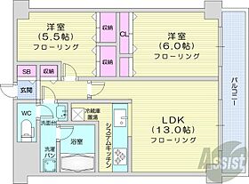 北海道札幌市中央区宮の森二条5丁目（賃貸マンション2LDK・2階・57.60㎡） その2