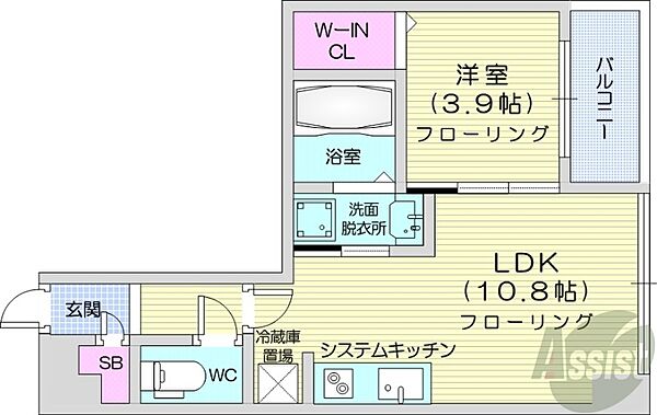 北海道札幌市中央区南六条西12丁目(賃貸マンション1LDK・6階・36.73㎡)の写真 その2