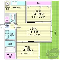 北海道札幌市中央区南十七条西14丁目（賃貸マンション2LDK・2階・54.15㎡） その2