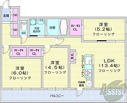 北海道札幌市西区二十四軒二条2丁目（賃貸マンション3LDK・4階・70.02㎡） その2