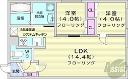 マルベックN22 4階2LDKの間取り