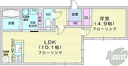 ステラ幌西 4階1LDKの間取り