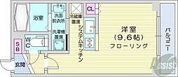 札幌市営東西線 西28丁目駅 徒歩12分の賃貸マンション 4階ワンルームの間取り