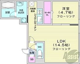 北海道札幌市西区発寒六条10丁目（賃貸マンション1LDK・4階・43.00㎡） その2