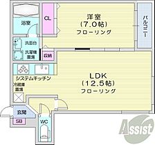 北海道札幌市中央区北六条西18丁目（賃貸マンション1LDK・1階・43.01㎡） その2