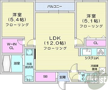 間取り：2LDK、都市ガス、エアコン、ガス暖房、ネット無料