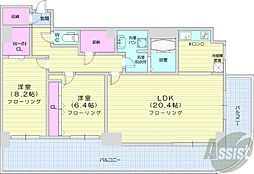 札幌市営南北線 中島公園駅 徒歩3分の賃貸マンション 32階2LDKの間取り