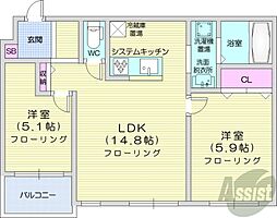 porte-bonheur 2階2LDKの間取り