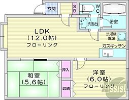 ノースエイトKY 3階2LDKの間取り