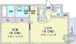 コムフォート北16条 1階1LDKの間取り