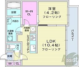 札幌市営東西線 西18丁目駅 徒歩3分の賃貸マンション 2階1LDKの間取り