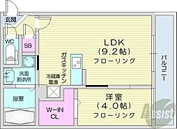 札幌市電2系統 西線11条駅 徒歩1分の賃貸マンション 3階1LDKの間取り