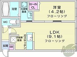 T147 3階1LDKの間取り