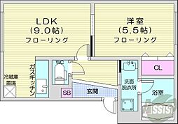 札幌市営南北線 幌平橋駅 徒歩17分の賃貸アパート 2階1LDKの間取り