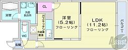 札幌市営東西線 西28丁目駅 徒歩7分の賃貸マンション 2階1LDKの間取り