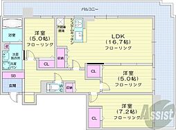 プレミスト札幌ターミナルタワー 29階3LDKの間取り