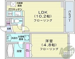 JR函館本線 桑園駅 徒歩9分の賃貸マンション 9階1LDKの間取り