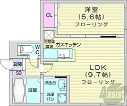 リージェントN札幌 3階1LDKの間取り