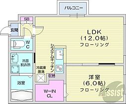 札幌市営東西線 西18丁目駅 徒歩8分の賃貸マンション 4階1LDKの間取り