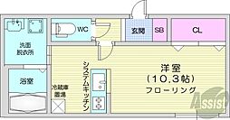 CREANORTH15A 4階1Kの間取り