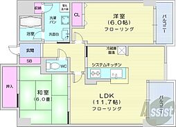 プレステージ2 3階2LDKの間取り