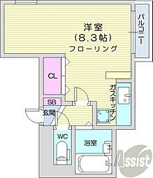 エクシード美香保 3階1Kの間取り
