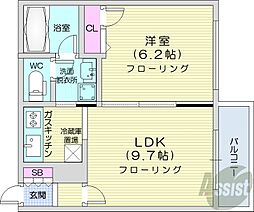 JR函館本線 札幌駅 徒歩5分の賃貸マンション 11階1LDKの間取り