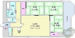 札幌市営南北線 さっぽろ駅 徒歩9分の賃貸マンション 10階3LDKの間取り