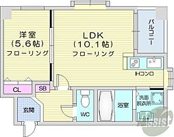 札幌市営南北線 すすきの駅 徒歩8分の賃貸マンション 7階1LDKの間取り