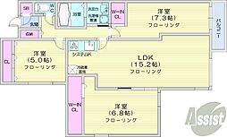 ヴォーネン山鼻WEST 4階3LDKの間取り