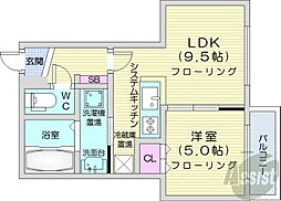 フェスタリア札幌 4階1LDKの間取り