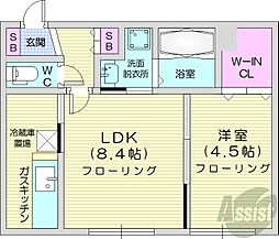 エルム時館 4階1LDKの間取り