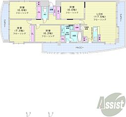 札幌市営東西線 西18丁目駅 徒歩12分の賃貸マンション 10階4LDKの間取り