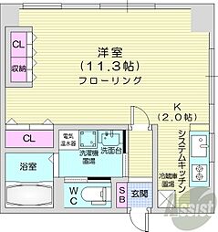 レガート東区役所前B棟 3階1Kの間取り
