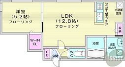 札幌市営東西線 バスセンター前駅 徒歩9分の賃貸マンション 1階1LDKの間取り