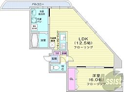 プレステージwill 9階1LDKの間取り