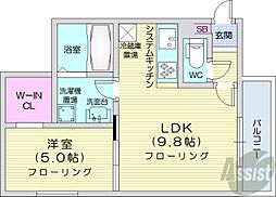 Y’sN10 4階1LDKの間取り