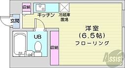 シャンボール札幌 9階ワンルームの間取り