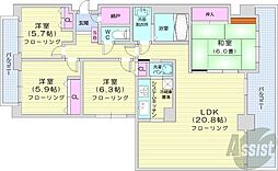 エスセーナ北10条ルネス 9階4LDKの間取り