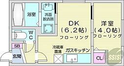 PRIMAVERA 2階1DKの間取り