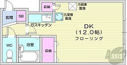 ベルウッド15 4階1Kの間取り