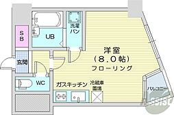 札幌市営東西線 円山公園駅 徒歩3分の賃貸マンション 6階ワンルームの間取り
