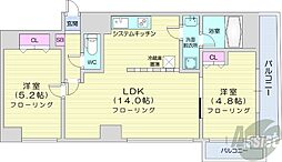グランカーサ永山公園通WEST 2階2LDKの間取り