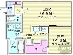 CASAMIO 2階1LDKの間取り