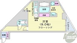 フロンティア157 3階1Kの間取り