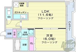 JR函館本線 桑園駅 徒歩11分の賃貸マンション 4階1LDKの間取り